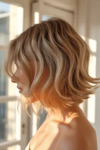 Shaggy Lob with Blonde Balayage