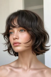 Shaggy Lob with Curtain Bangs