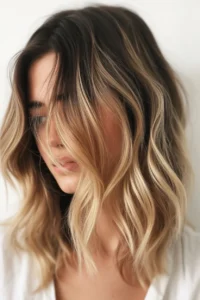 Shaggy Lob with Dark Roots