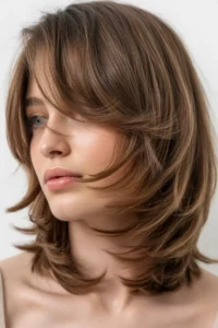 Shaggy Lob with Subtle Feather Layers