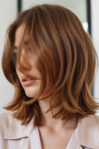 Shaggy Lob with Warm Brown Gloss