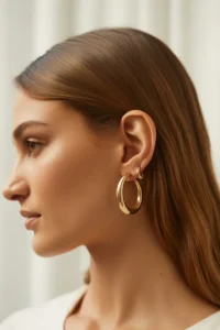 Sleek Brunette Hair with Tuck Behind Ear