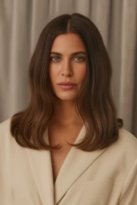 Sleek Middle-Part Brunette Blowout