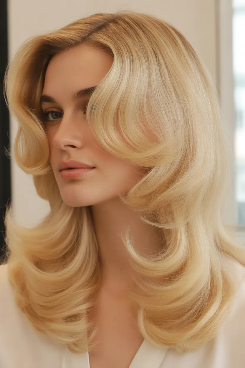 Soft Blowout Blonde with Rounded Ends