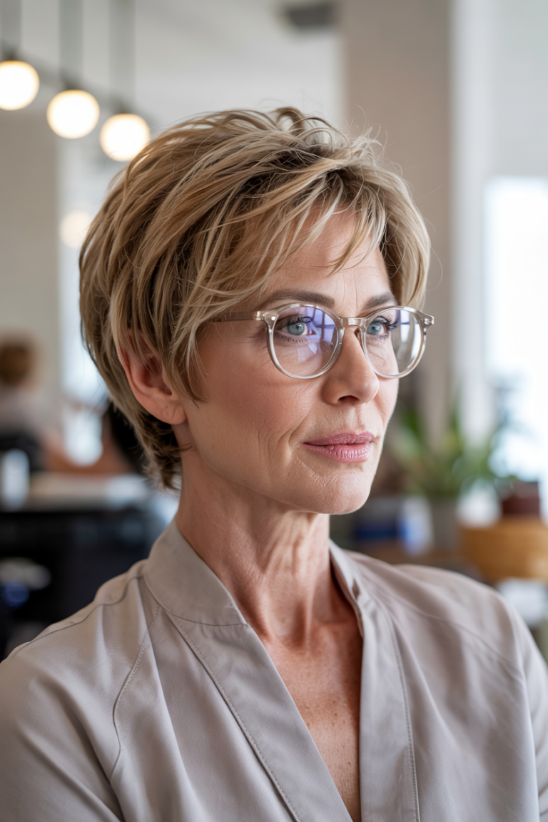 17 Pixie Cuts for Women in Their 50s with Glasses